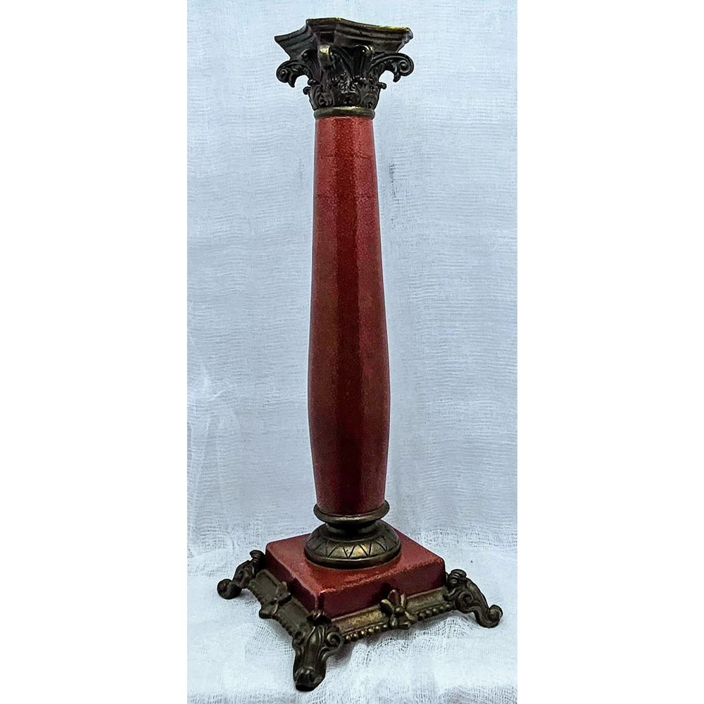 Castilian Victorian VTG Candlestick Holder Purple Color Bronze Ornate - 15 in